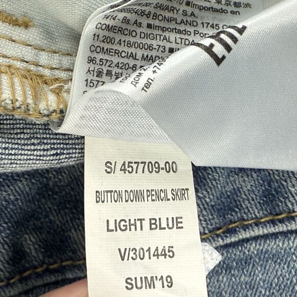 Banana Republic Button Down Pencil Jean Skirt Women Size 4 Light Blue Denim - Picture 6 of 10